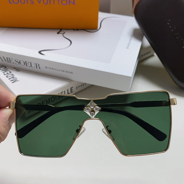 CYCLONE SUNGLASS 581373 IN GOLD METAL DARK GREEN LENSES