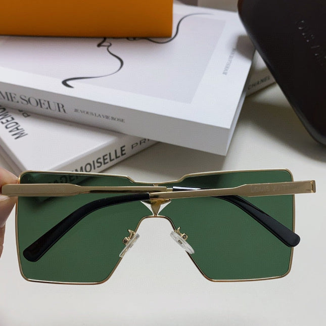 CYCLONE SUNGLASS 581373 IN GOLD METAL DARK GREEN LENSES