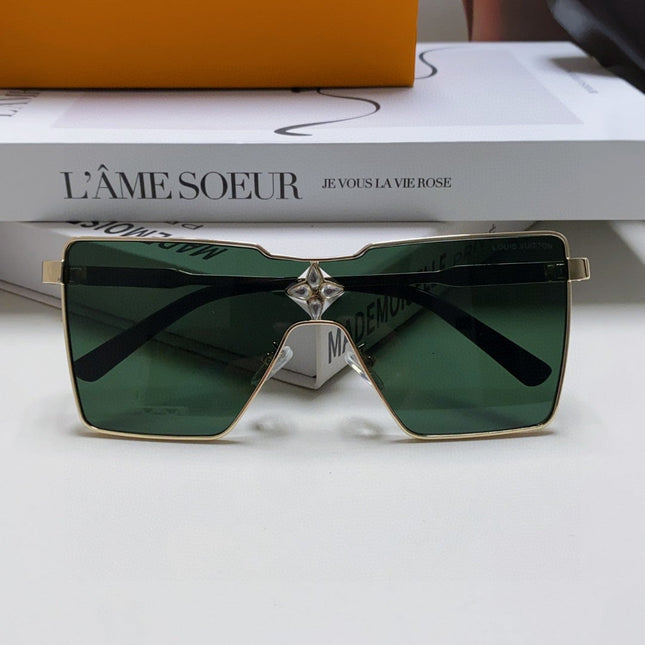 CYCLONE SUNGLASS 581373 IN GOLD METAL DARK GREEN LENSES