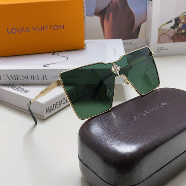 CYCLONE SUNGLASS 581373 IN GOLD METAL DARK GREEN LENSES