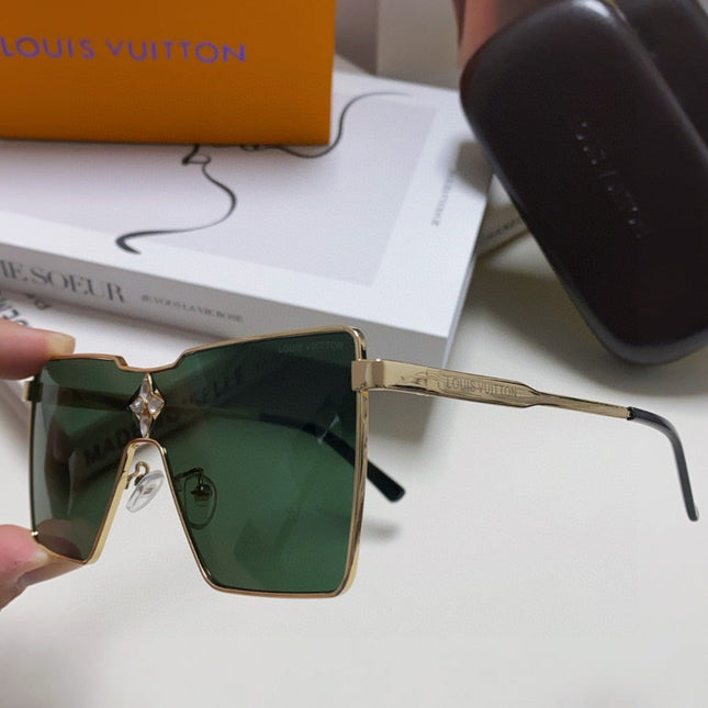 CYCLONE SUNGLASS 581373 IN GOLD METAL DARK GREEN LENSES