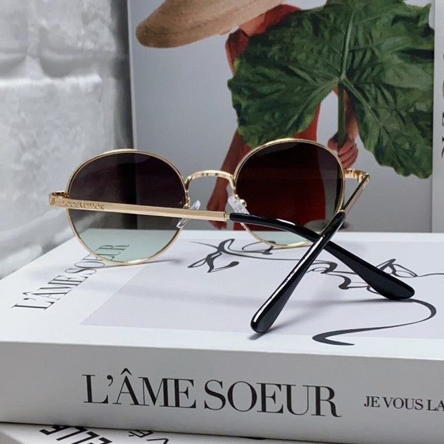 SIGNATURE ROUND SUNGLASS 581381 IN GOLD METAL GREY SMOKE LENSES
