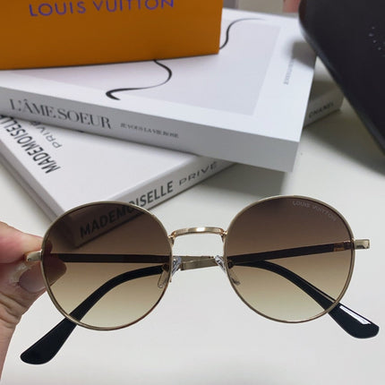 SIGNATURE ROUND SUNGLASS 581382 IN GOLD METAL BROWN SMOKE LENSES