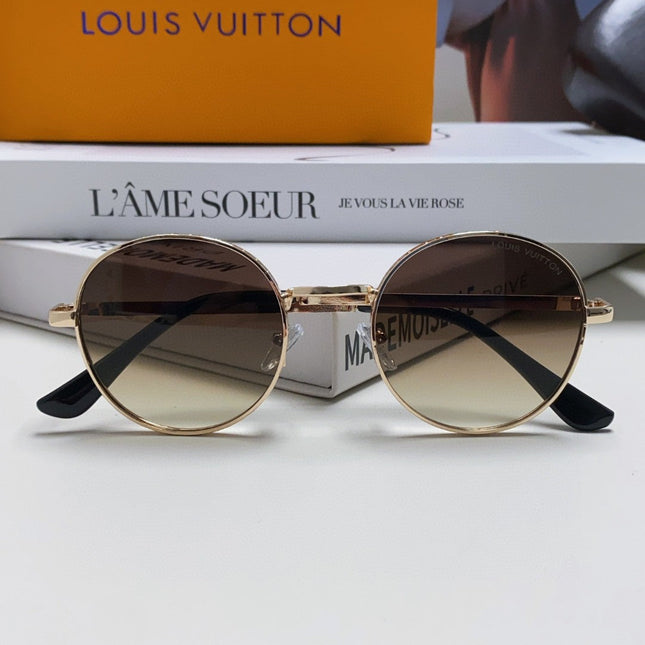 SIGNATURE ROUND SUNGLASS 581382 IN GOLD METAL BROWN SMOKE LENSES