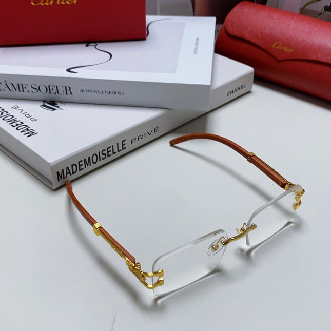 PANTHÈRE RECTANGULAR FRAME SUNGLASSES 555891 IN METAL AND WOODEN