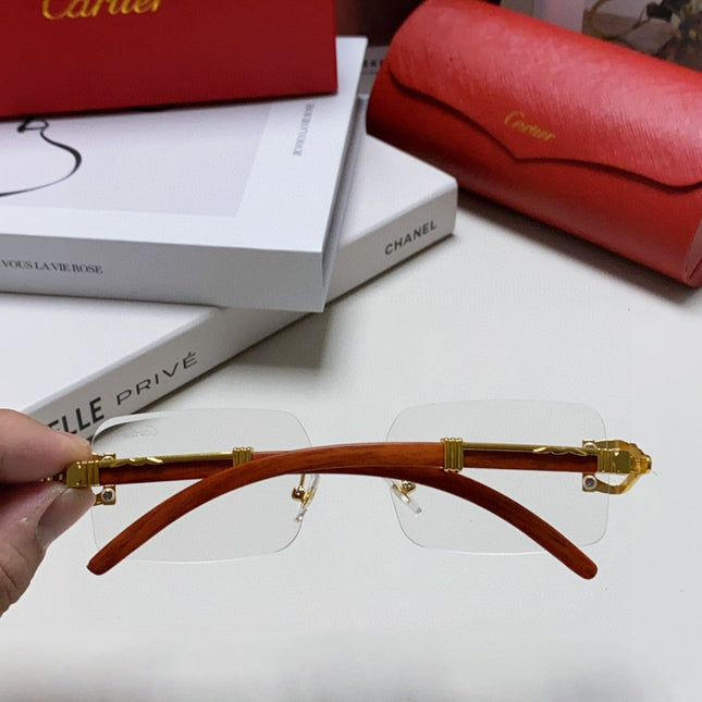 PANTHÈRE RECTANGULAR FRAME SUNGLASSES 555891 IN METAL AND WOODEN