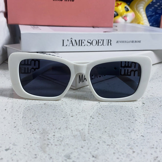GLIMPSE SUNGLASSES 558346 IN WHITE ACETATE GOLD EMBOSSED LOGO