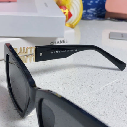 GLIMPSE SUNGLASSES 558348 IN BLACK ACETATE GOLD EMBOSSED LOGO