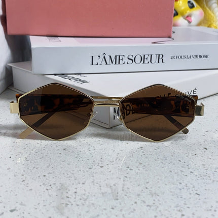 LOGO SUNGLASSES 560865 IN HAVANA ACETATE GOLD METAL BROWN LENS