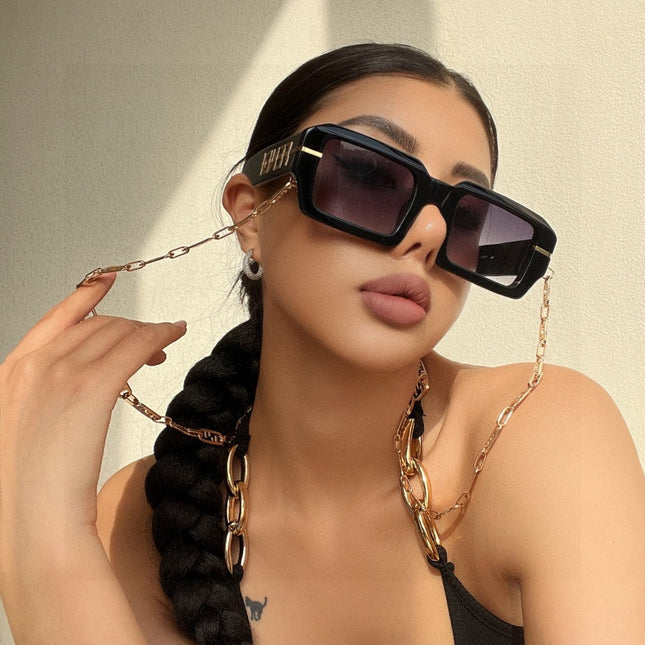 C DE SQUARE FRAME SUNGLASSES 522656 IN METAL AND WOODEN