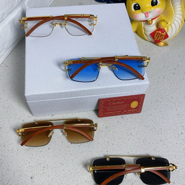 C DE SQUARE FRAME SUNGLASSES 522656 IN METAL AND WOODEN