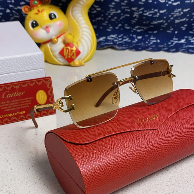 C DE SQUARE FRAME SUNGLASSES 522656 IN METAL AND WOODEN