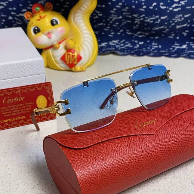 C DE SQUARE FRAME SUNGLASSES 522656 IN METAL AND WOODEN