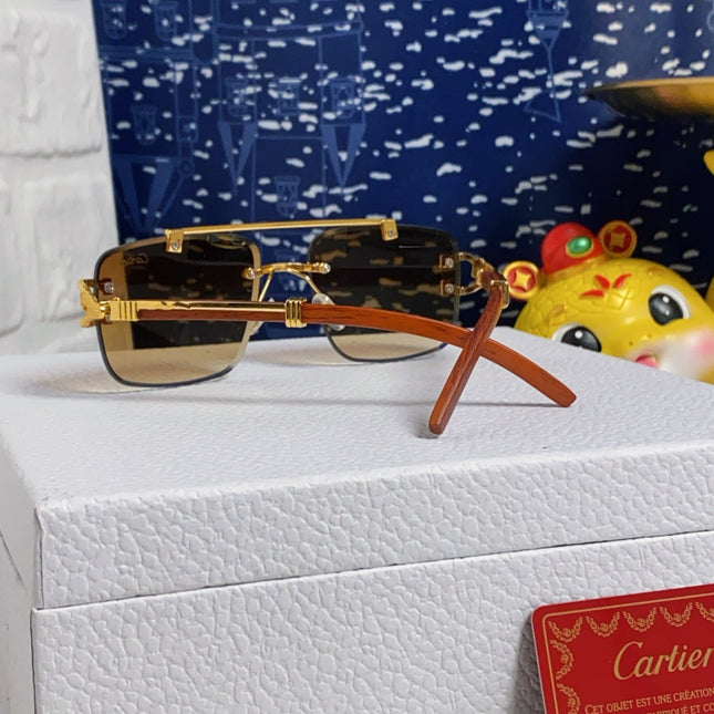 PANTHÈRE SQUARE FRAME SUNGLASSES 559671 IN METAL AND WOODEN