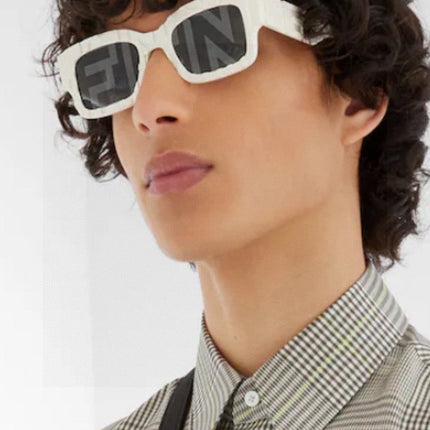 ROMA EMBOSSED RECTANGULAR FRAME SUNGLASSES 527221 IN ACETATE