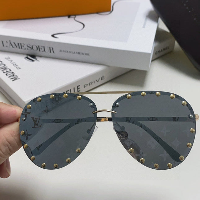 PARTY PILOT SUNGLASSES 567462 IN GOLD METAL MONOGRAM LOGO ON LENS