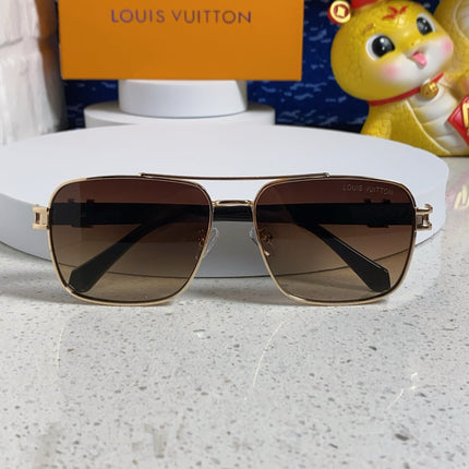 SIGNATURE SQUARE SUNGLASSES 567475 IN GOLD METAL BROWN SMOKE LENSES