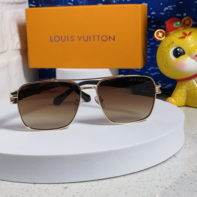 SIGNATURE SQUARE SUNGLASSES 567475 IN GOLD METAL BROWN SMOKE LENSES