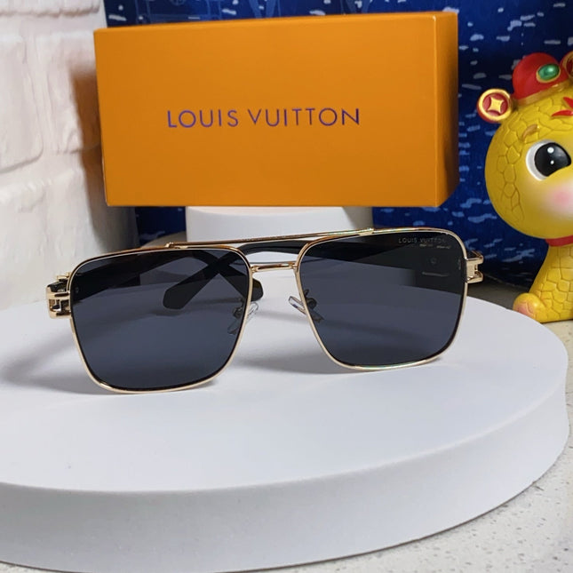 SIGNATURE SQUARE SUNGLASSES 567476 IN GOLD METAL BLACK LENSES