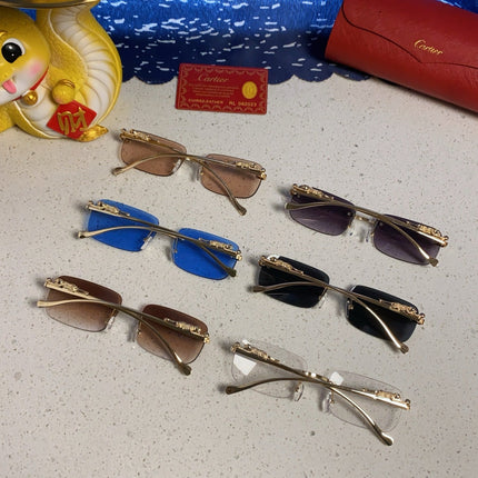PANTHÈRE RIMLESS RECTANGULAR FRAME SUNGLASSES 531822 IN METAL