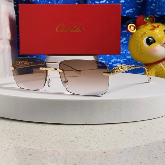 PANTHÈRE RIMLESS RECTANGULAR FRAME SUNGLASSES 531822 IN METAL