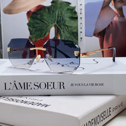 PANTHÈRE RIMLESS GEOMETRIC FRAME SUNGLASSES 533152 IN METAL