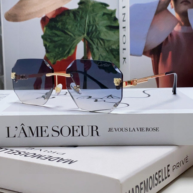 PANTHÈRE RIMLESS GEOMETRIC FRAME SUNGLASSES 533152 IN METAL