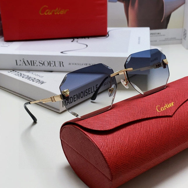 PANTHÈRE RIMLESS GEOMETRIC FRAME SUNGLASSES 533152 IN METAL