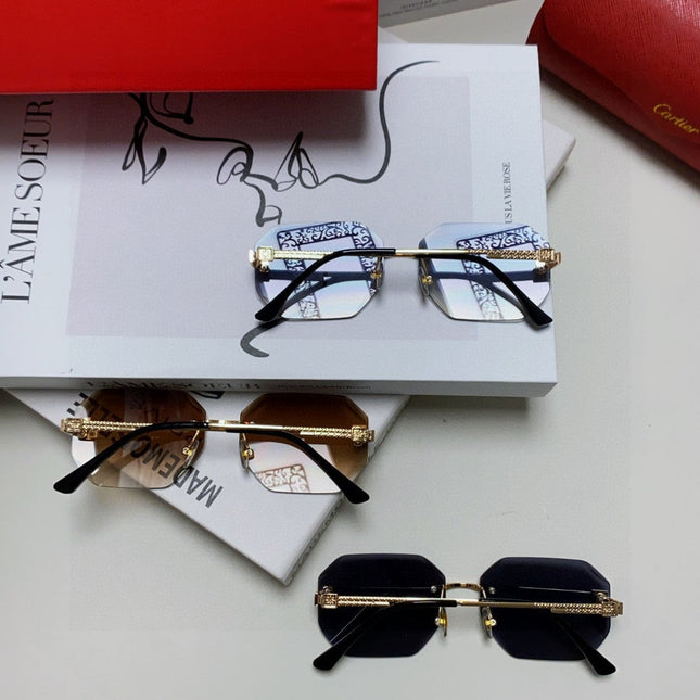 PANTHÈRE RIMLESS GEOMETRIC FRAME SUNGLASSES 533152 IN METAL