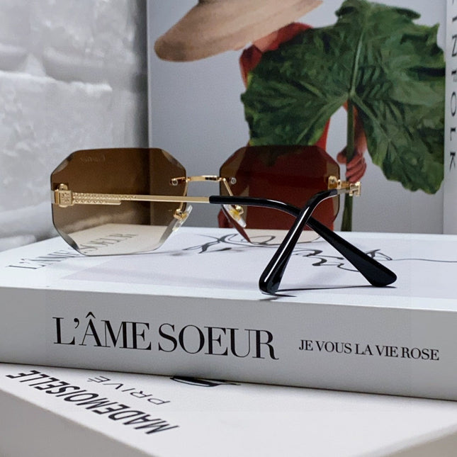 PANTHÈRE RIMLESS GEOMETRIC FRAME SUNGLASSES 533152 IN METAL
