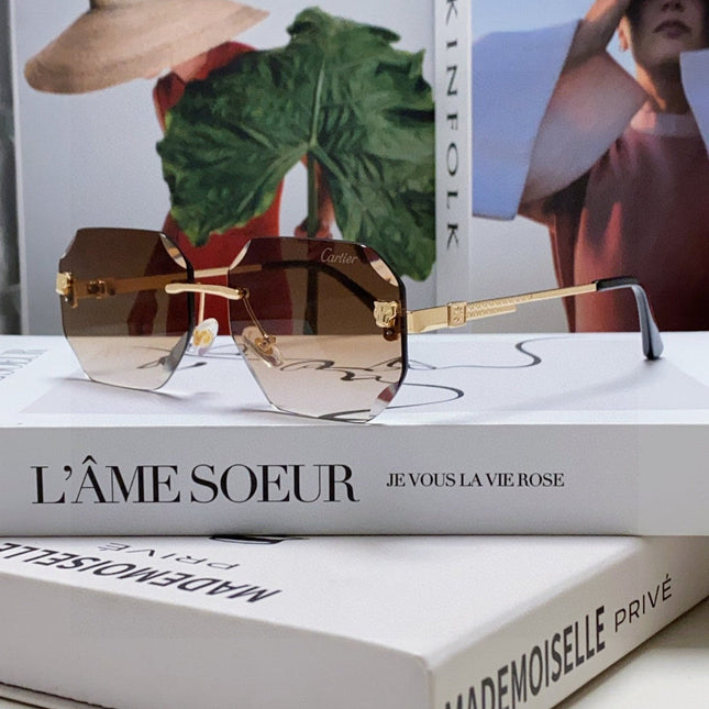 PANTHÈRE RIMLESS GEOMETRIC FRAME SUNGLASSES 533152 IN METAL