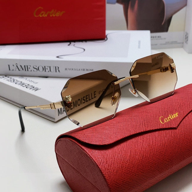 PANTHÈRE RIMLESS GEOMETRIC FRAME SUNGLASSES 533152 IN METAL