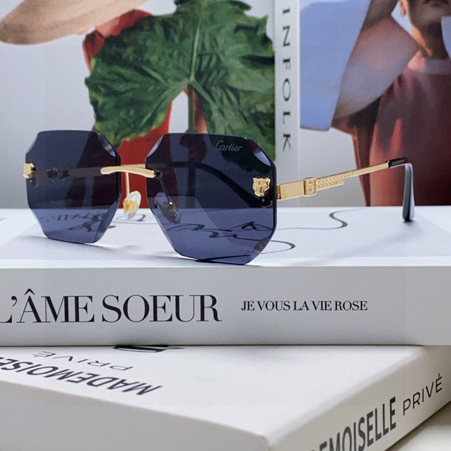 PANTHÈRE RIMLESS GEOMETRIC FRAME SUNGLASSES 533152 IN METAL