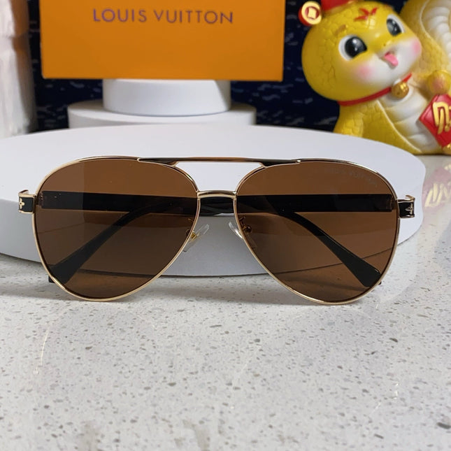 PILOT SUNGLASSES 571634 IN GOLD METAL BROWN LENSES MONOGRAM LOGO