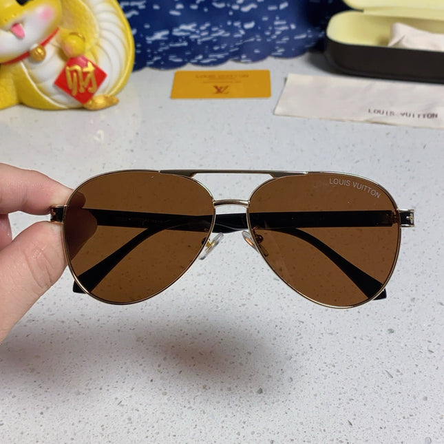 PILOT SUNGLASSES 571634 IN GOLD METAL BROWN LENSES MONOGRAM LOGO