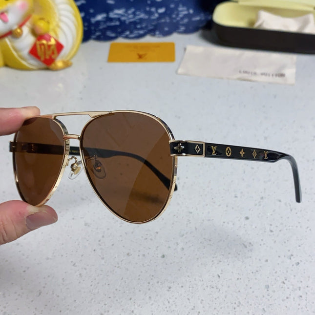 PILOT SUNGLASSES 571634 IN GOLD METAL BROWN LENSES MONOGRAM LOGO