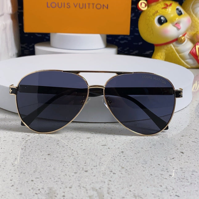 PILOT SUNGLASSES 571635 IN GOLD METAL BLACK LENSES MONOGRAM LOGO