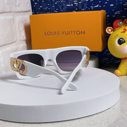 LINK SQUARE SUNGLASSES 570274 IN WHITE ACETATE GOLD LOGO