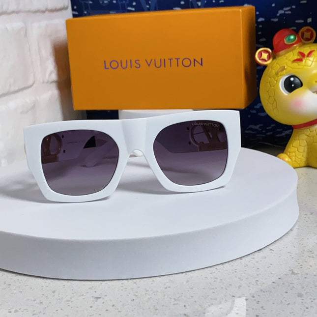 LINK SQUARE SUNGLASSES 570274 IN WHITE ACETATE GOLD LOGO