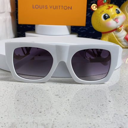 LINK SQUARE SUNGLASSES 570274 IN WHITE ACETATE GOLD LOGO
