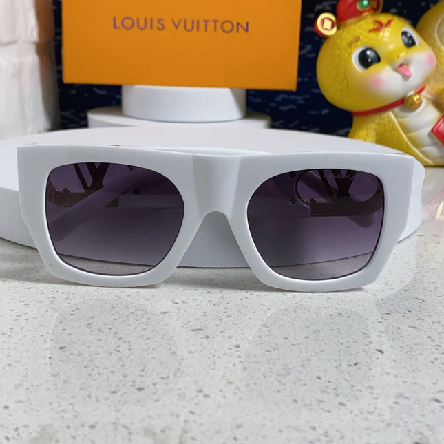 LINK SQUARE SUNGLASSES 570274 IN WHITE ACETATE GOLD LOGO