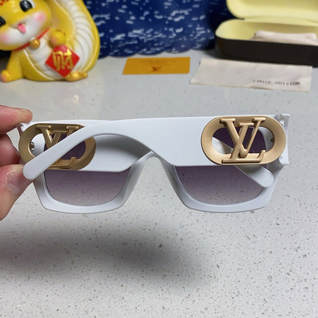LINK SQUARE SUNGLASSES 570274 IN WHITE ACETATE GOLD LOGO