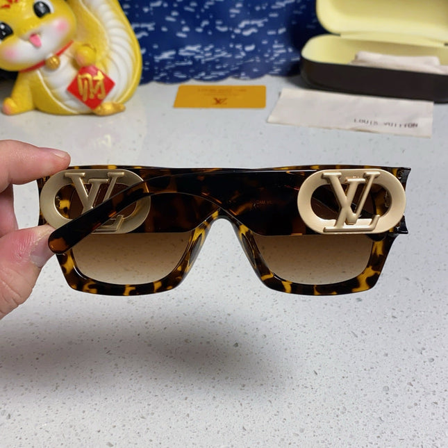 LINK SQUARE SUNGLASSES 570275 IN HAVANA ACETATE GOLD LOGO