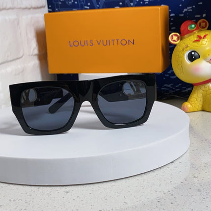 LINK SQUARE SUNGLASSES 570276 IN BLACK ACETATE GOLD LOGO