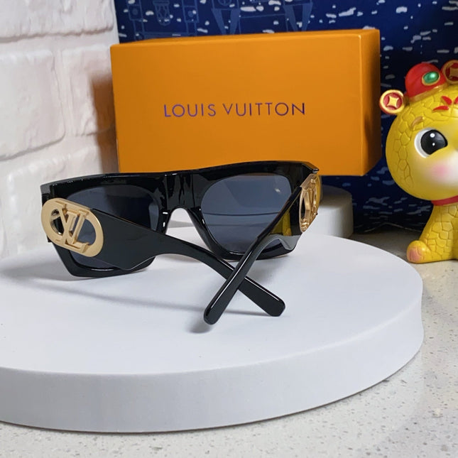 LINK SQUARE SUNGLASSES 570276 IN BLACK ACETATE GOLD LOGO