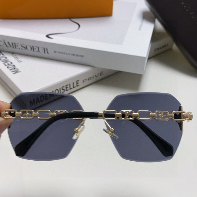 CHAIN SQUARE SUNGLASSES 570261 IN GOLD METAL BLACK LENS