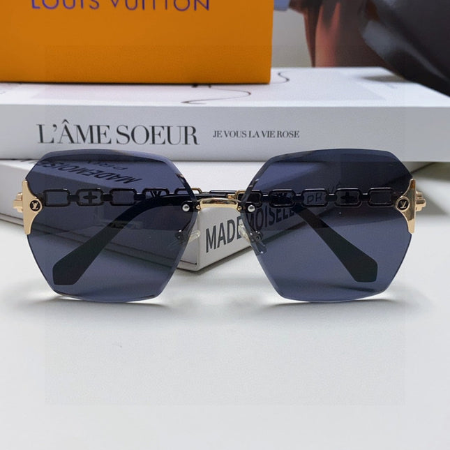 CHAIN SQUARE SUNGLASSES 570261 IN GOLD METAL BLACK LENS
