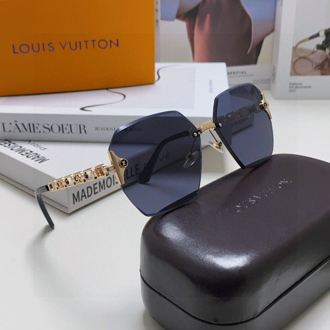 CHAIN SQUARE SUNGLASSES 570261 IN GOLD METAL BLACK LENS