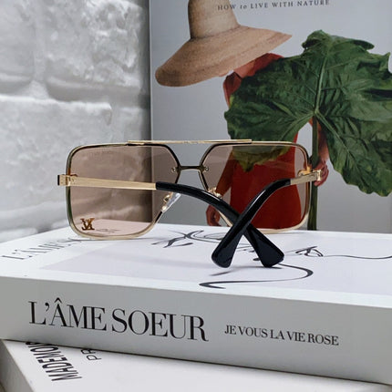 SQUARE SUNGLASSES 570262 IN GOLD METAL LIGHT BROWN LENS