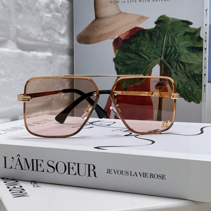 SQUARE SUNGLASSES 570262 IN GOLD METAL LIGHT BROWN LENS